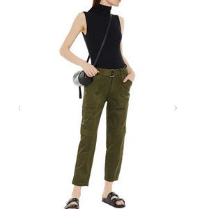 J BRAND  Athena cropped belted cotton-blend sateen tapered pants